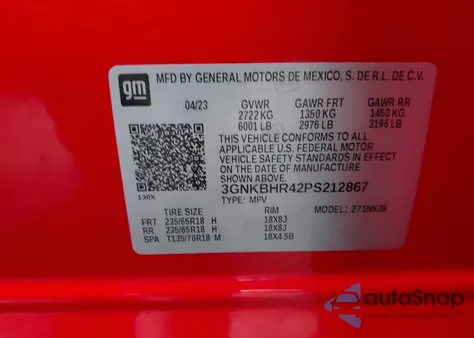 2023 Chevrolet Blazer Awd 2Lt from USA, damaged, VIN 3GNKBHR42PS212867